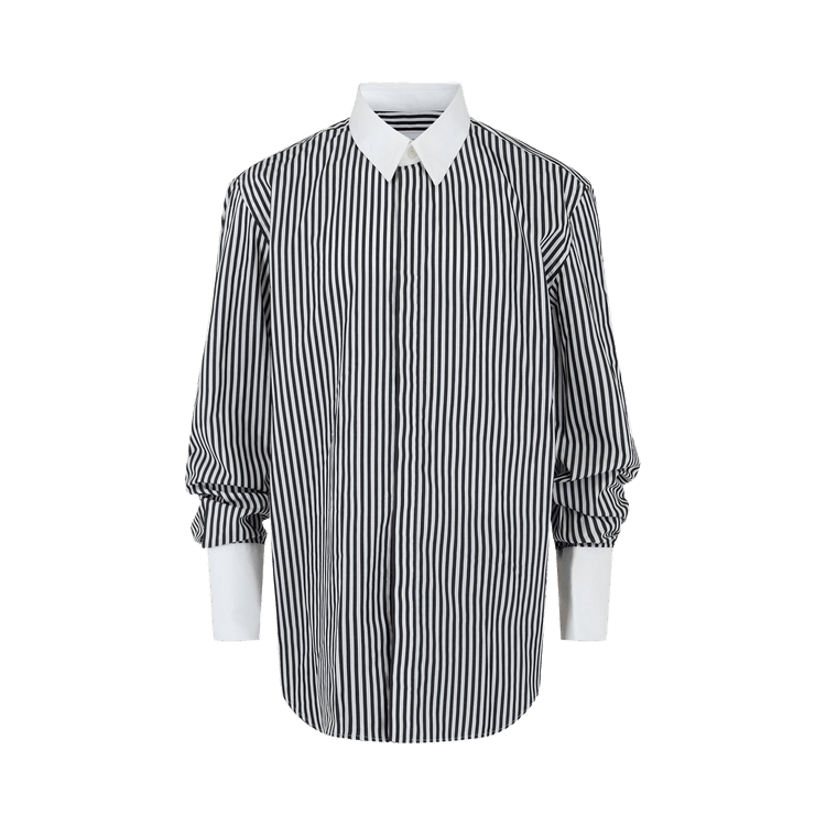 Ferragamo Striped Long-Sleeve Dress Shirt "White"