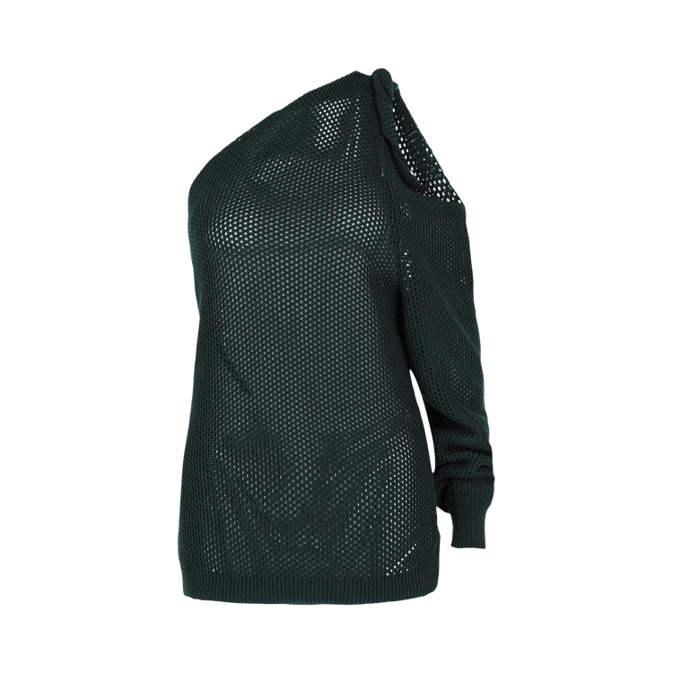 Givenchy One Shoulder Woven Knit Top "Bottle Green"