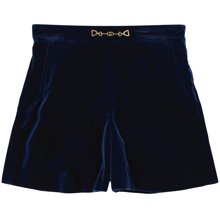 Gucci Horsebit Velvet Shorts "Blue"