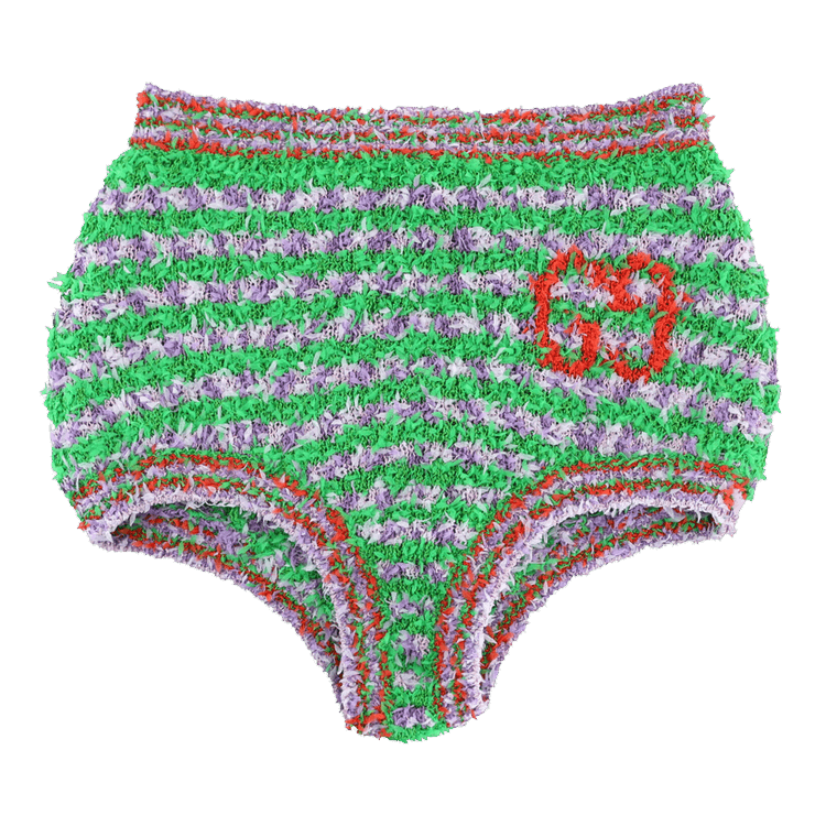 Gucci Fuzzy Striped Briefs "Green"