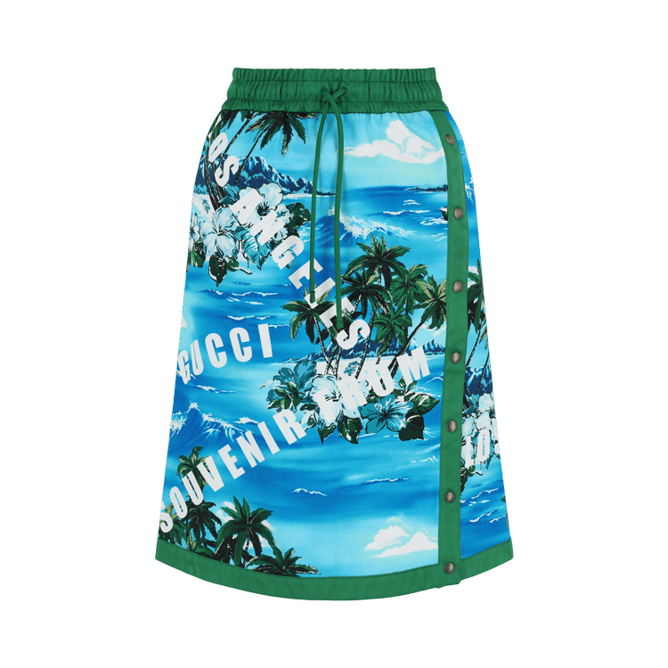 Gucci Hawaiian Printed Knee Length Skirt "Blue/Multicolor"