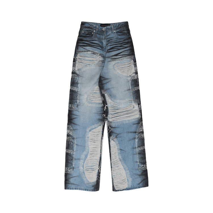 Who Decides War Noir Stripe Wide Leg Jeans "Blue"
