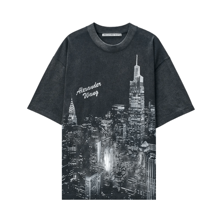 Alexander Wang Allover Hotfix Graphic Short-Sleeve T-Shirt "Washed Black"