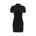 Alexander Wang Short-Sleeve Dress with Knit Logo Patch Polo "Charcoal"