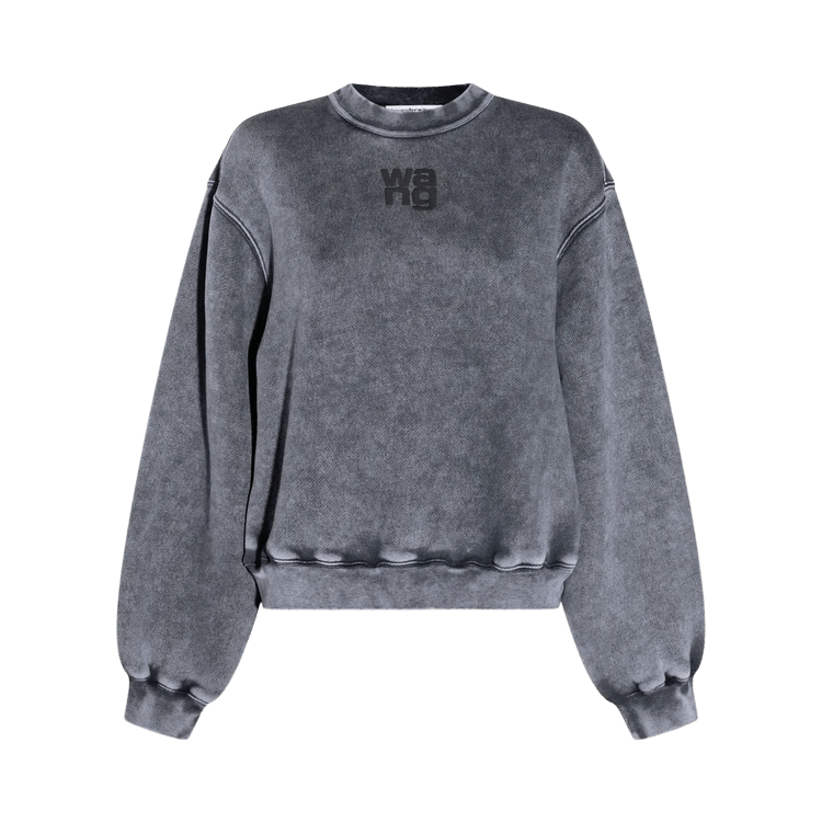 Alexander Wang Essential Terry Crew Puff Paint Logo Sweatshirt "Washed Granite"