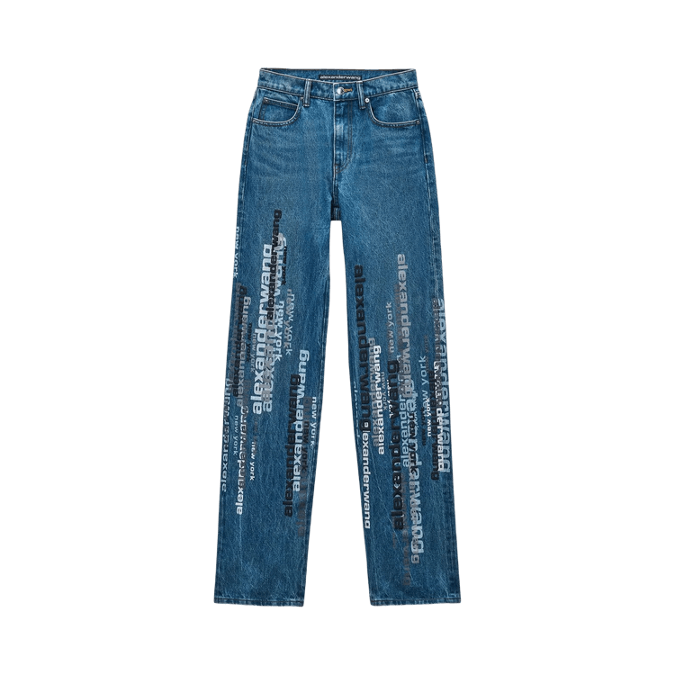 Alexander Wang EZ Vertical Logo Screen Print Jean "Deep Blue"