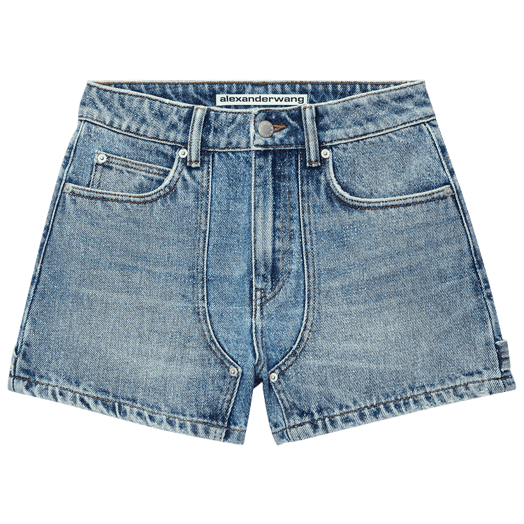 Alexander Wang Crystal Pattern High Waisted Carpenter Short "Classic Worn Indigo"