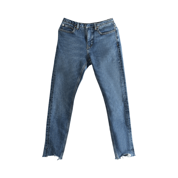 Alexander Wang Frayed Waistband Low Rise Skinny Jean "Deep Blue"