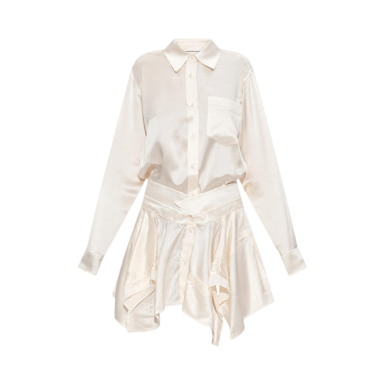 Alexander Wang Cut Off Double Shirt Dress "Ivory"