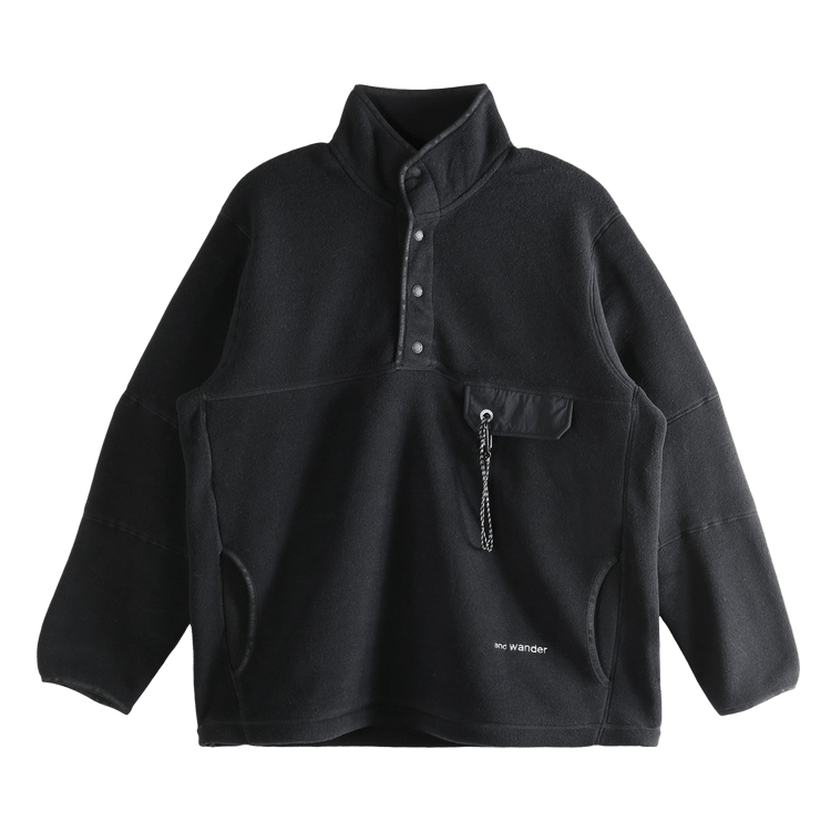 And Wander Wool Fleece Pullover "Black"