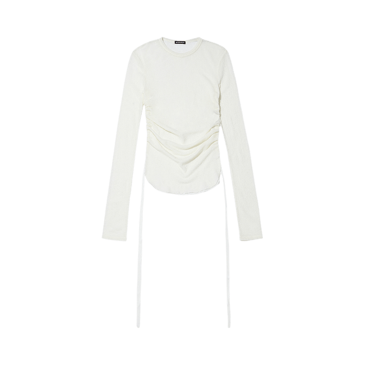 Ann Demeulemeester Oke Wrinkled Cropped Long-Sleeve Top "Natural White"