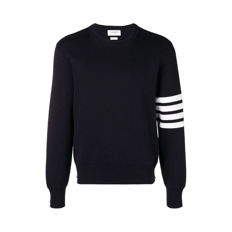 Thom Browne Milano Stitch Crew Neck Pullover In Cotton Crepe "Navy"