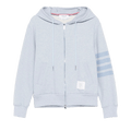 Thom Browne Melange Brushed Loopback Zip Up Hoodie "Light Blue"