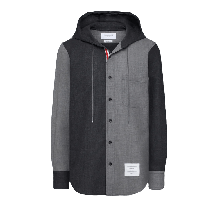 Thom Browne Hooded Straight Fit Long-Sleeve Shirt "Tonal Grey"