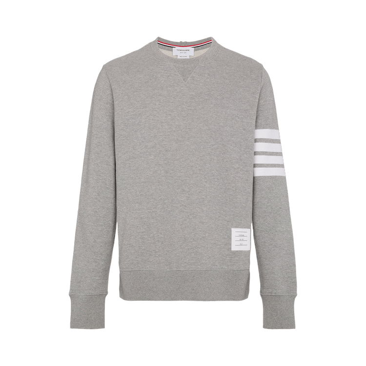 Thom Browne Classic Sweatshirt In Classic Loopback with Engineered 4 Bar "Light Grey"