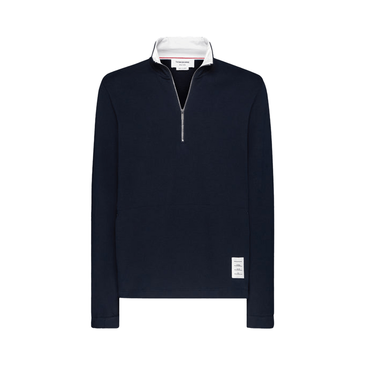 Thom Browne Funnel Neck Half Zip Pullover "Navy"