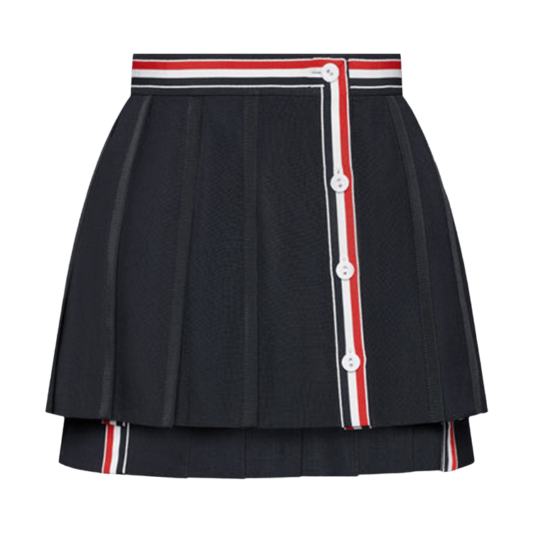 Thom Browne Mini Button Front Pleated Wrap Skirt "Black"