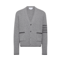 Thom Browne Milano Stitch V Neck Cardigan "Light Grey"
