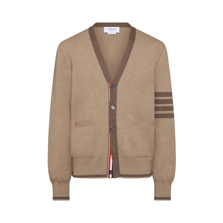 Thom Browne Milano Stitch V Neck Cardigan "Medium Brown"