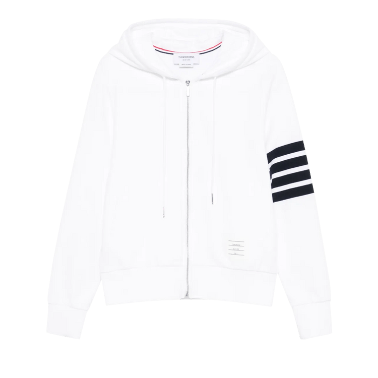 Thom Browne Classic Loopback with Engineered 4 Bar Zip Up Hoodie "White/Navy"