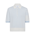 Thom Browne Textured Striped Stitch Relaxed Fit Short-Sleeve Polo "Light Blue"