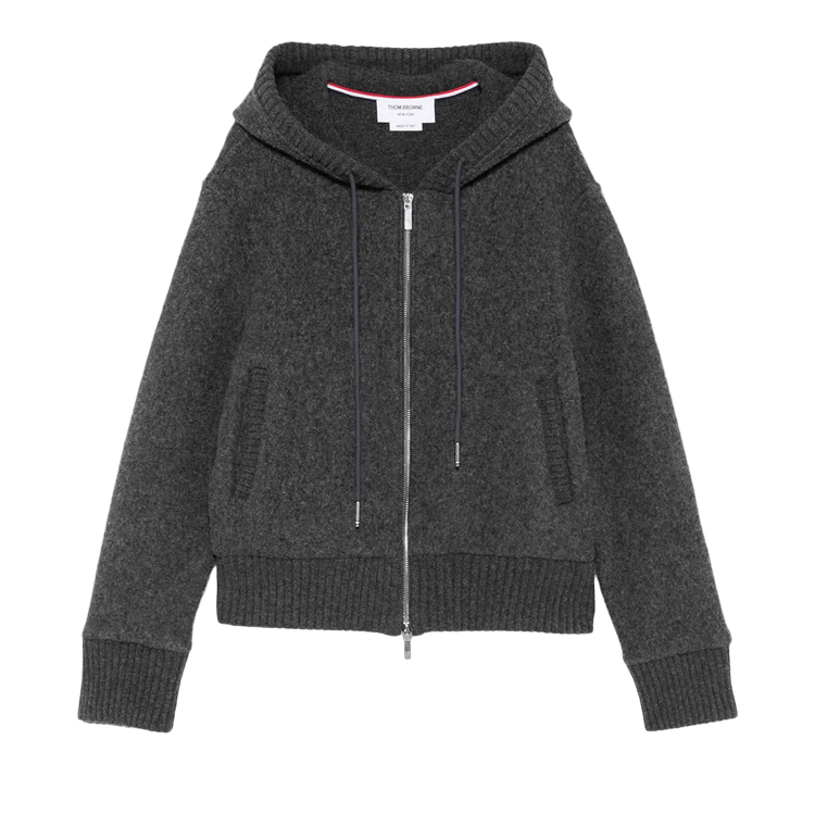 Thom Browne Wool Fleece Zip Up Hoodie "Charcoal"