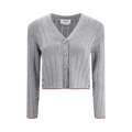 Thom Browne Ladder Full Needle Rib Stitch V Neck Knitwear "Light Grey"