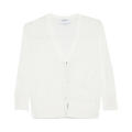 Thom Browne Feather Jersey Intarsia Mix Stitch 3/4 Sleeve V Neck Cardigan "White"