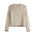 Thom Browne Ladder Full Needle Rib Stitch Crew Neck Knitwear "White"