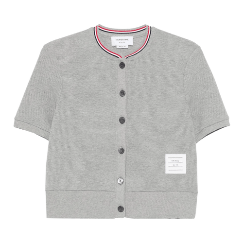 Thom Browne Short-Sleeve Crew Neck Cardigan "Light Grey"