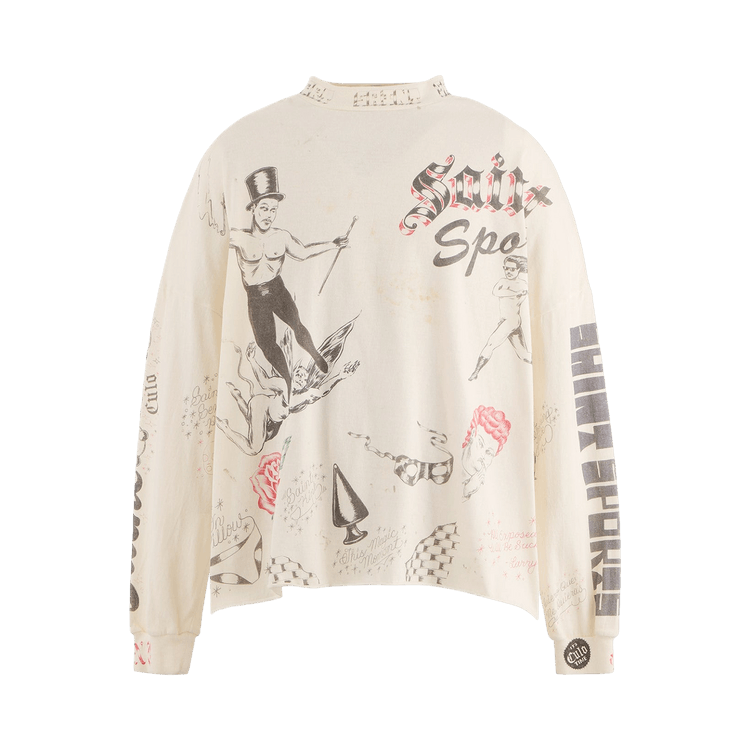 SAINT Mxxxxxx Drawing Long-Sleeve T-Shirt "White"