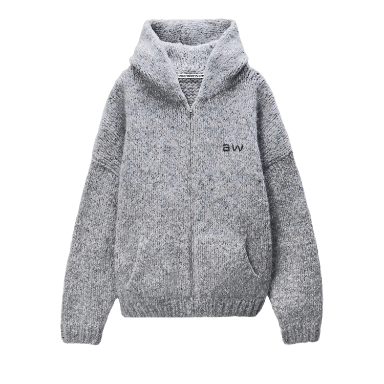 Alexander Wang Oversized Zip Up with AW Embroidery Hoodie "Grey/Multi"