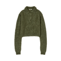 Auralee Brushed Super Kid Mohair Knit Polo Shirt "Olive"