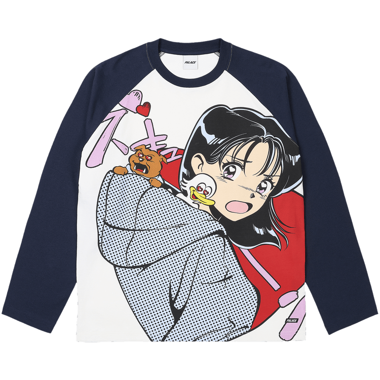 Palace Rear View Raglan Long-Sleeve "Navy/Mutlicolor"