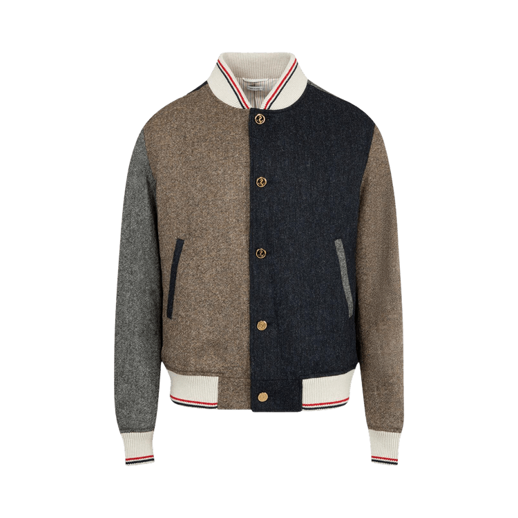 Thom Browne Button Up Blouson in Funmix Solid Donegal Tweed "Seasonal Multicolor"