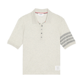 Thom Browne Short-Sleeve 4 Bar Rib Cuff Polo in Wool Jersey "Pale Grey"
