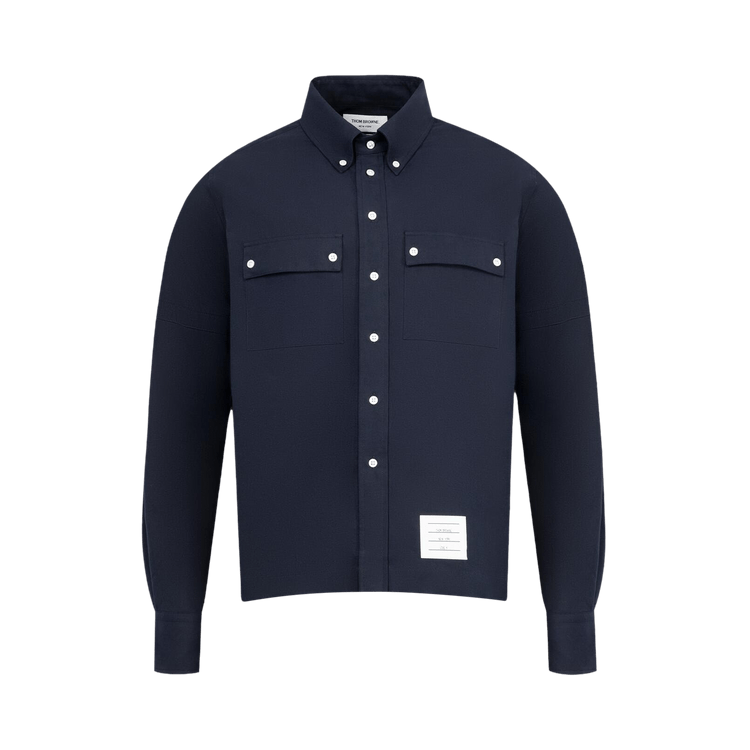 Thom Browne Long-Sleeve BD Utility Shirt with Self Armband "Navy"