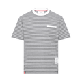 Thom Browne Short-Sleeve Pocket Tee in Summer Weight Milano "Medium Grey/White"
