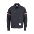 Thom Browne Wool Suiting Zip Up Shirt with GG Armband "Navy"