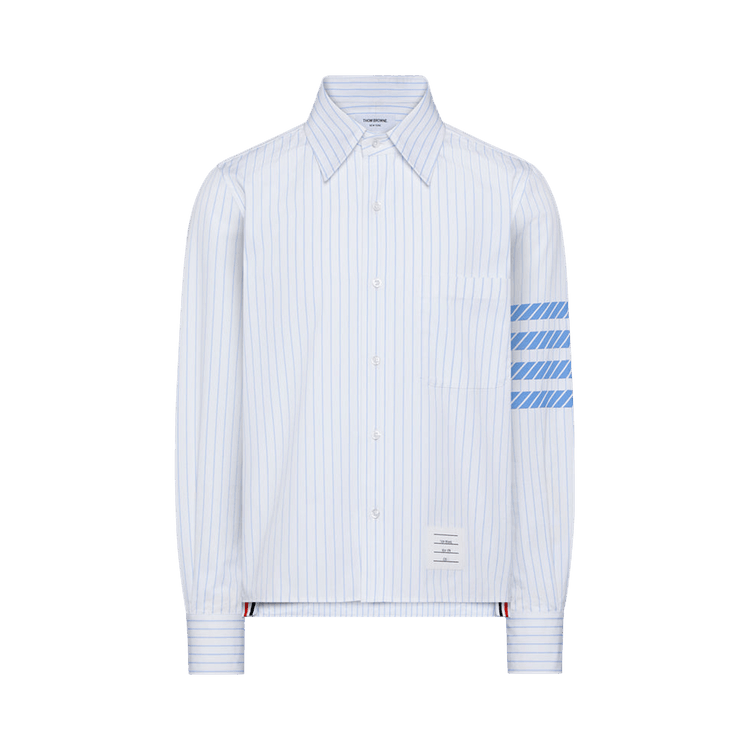 Thom Browne 4 Bar Long-Sleeve Shirt with Step Hem "Light Blue"