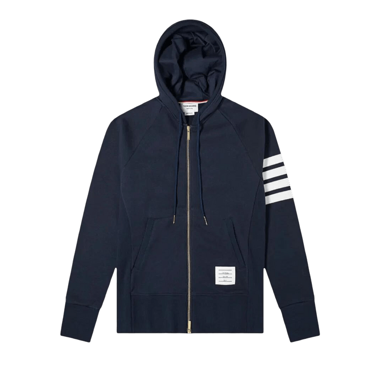 Thom Browne 4 Bar Zip Up Hoodie "Navy"