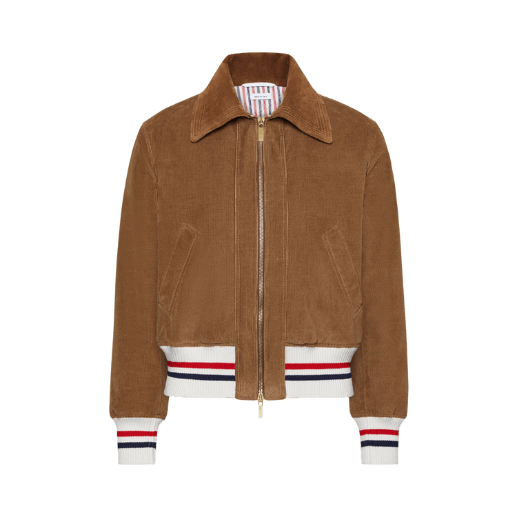 Thom Browne Wale Corduroy Cropped Flight Jacket "Brown"