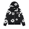 Denim Tears Pinstripe Wreath Zip Hoodie "Black"