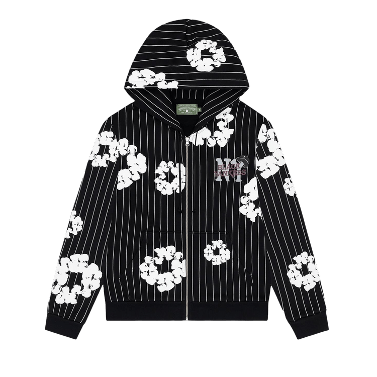 Denim Tears Pinstripe Wreath Zip Hoodie "Black"