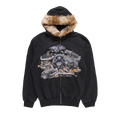 Doublet Furry Collar Zip Up Hoodie "Black"