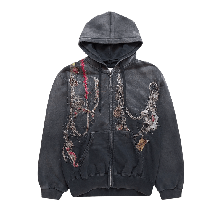 Doublet Embroidered Chain Zip Up Hoodie "Black"