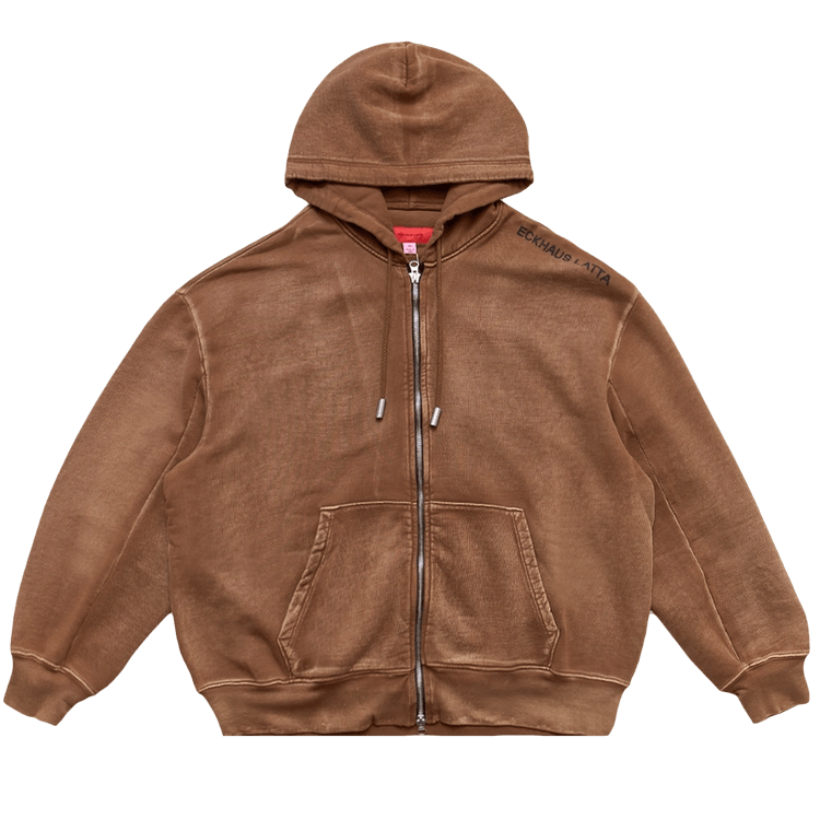 Eckhaus Latta Bison Zip Hoodie "Brown"