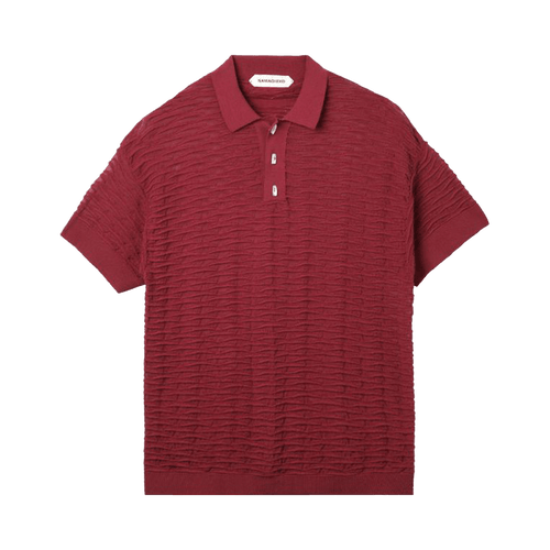 Namacheko Taske Scale Short-Sleeve Polo Top "Burgundy"