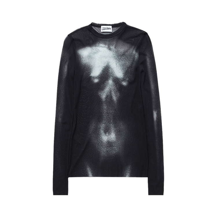 Jean Paul Gaultier Mesh Body Dust Print Top "Black"