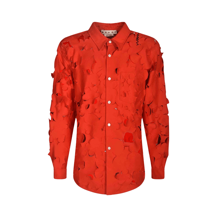 Marni Embroidered Rover Flowers Cut Out Shirt "Red"